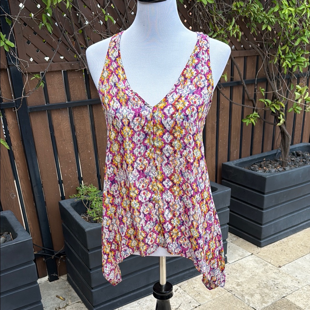 Lavender Brown Pink And Orange Asymmetrical Camisole